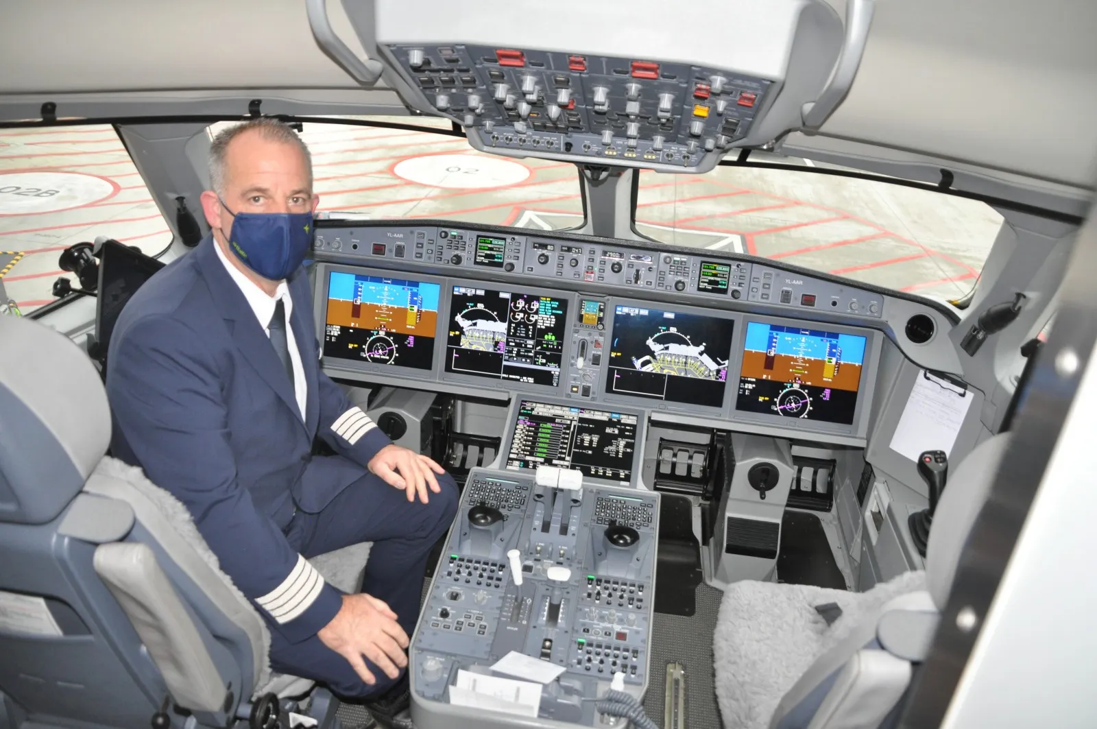 Air Baltic CEO at the control - of his airline's A220s