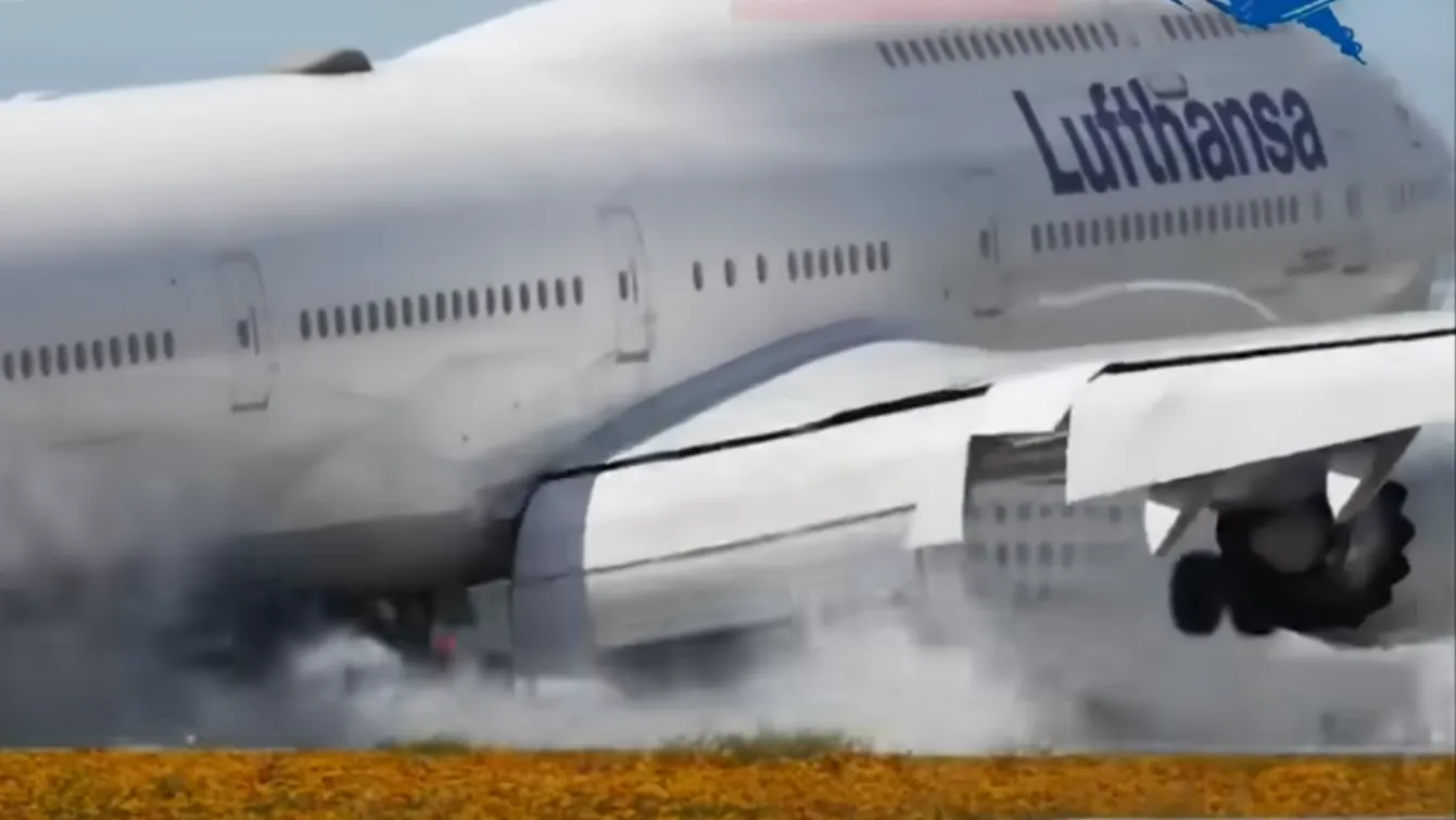 Lufthansa 747 In Rough Landing And Go-Around