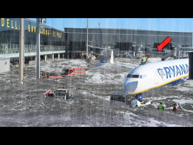 Barcelona El Prat Airport Flooded