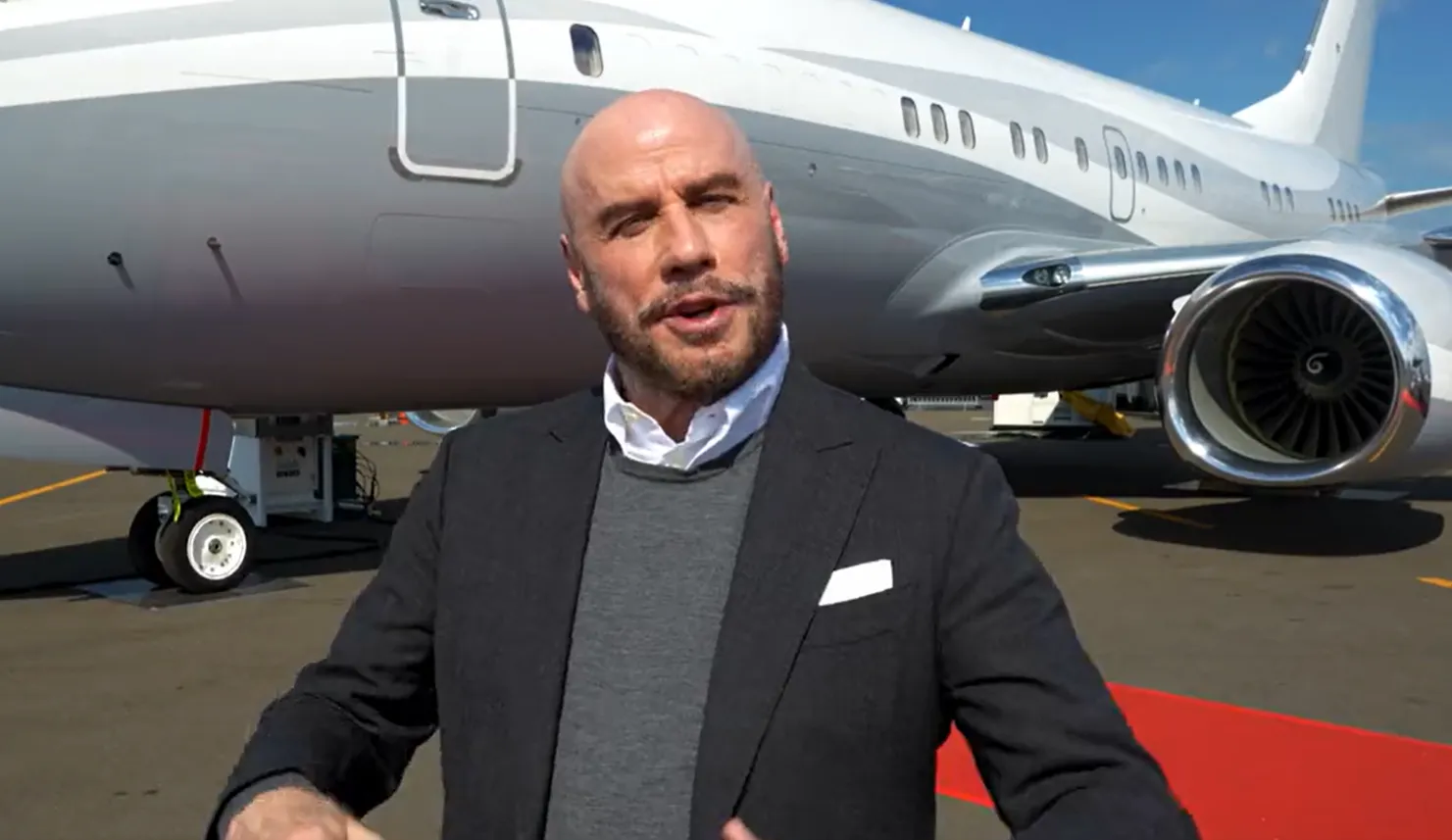 John Travolta Shows Off Boeing VIP Luxury Jet