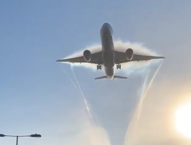 STUNNING VIDEOS OF 777s BURSTING THROUGH FOG