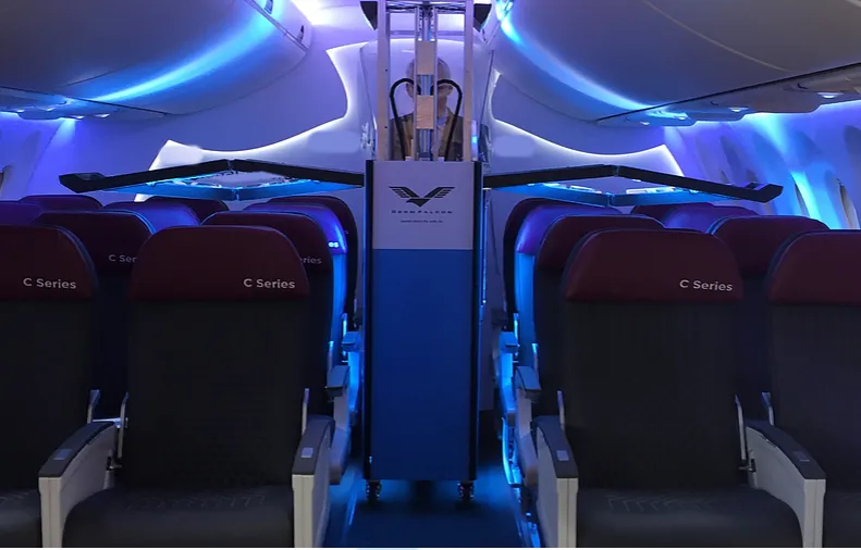 New UV machine, the GermFalcon, to sterilize aircraft