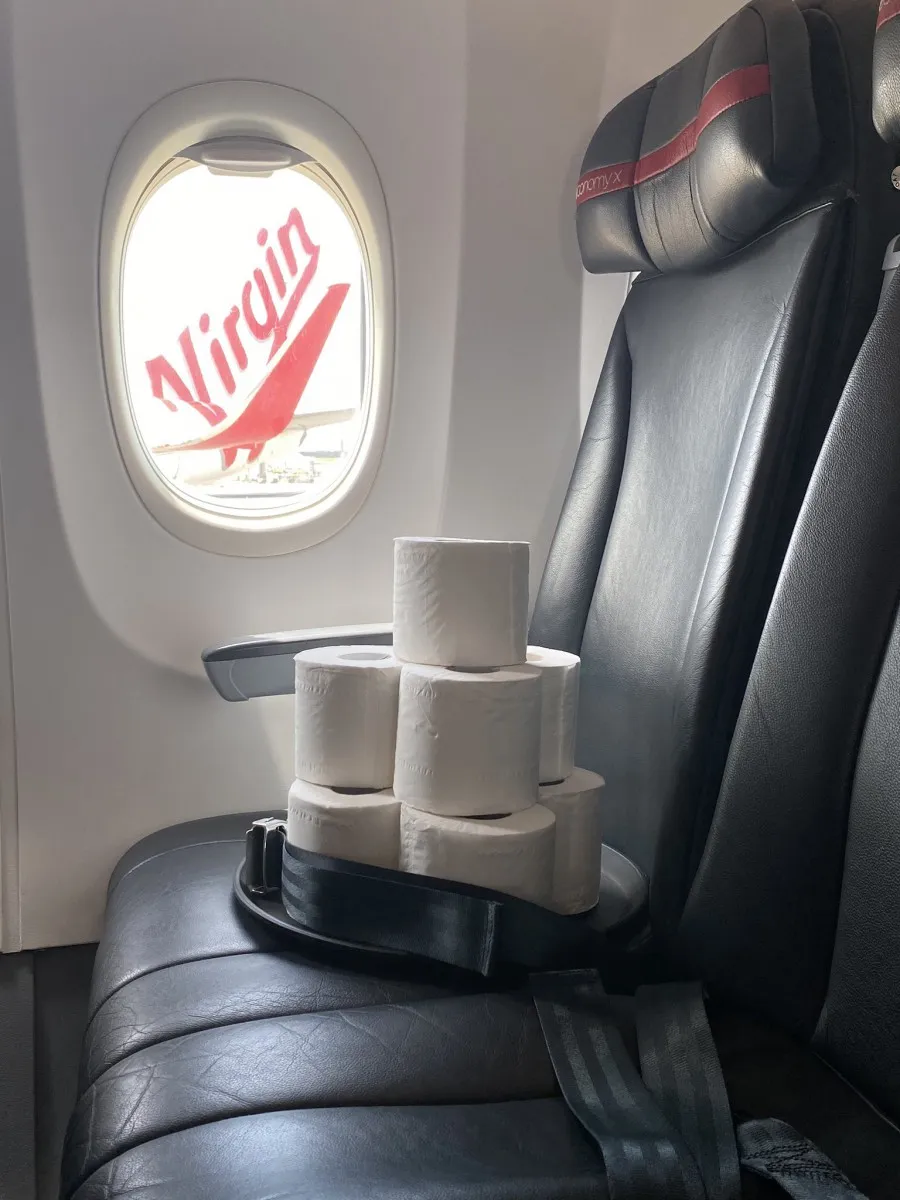 Toilet paper available on all Virgin Australia flights