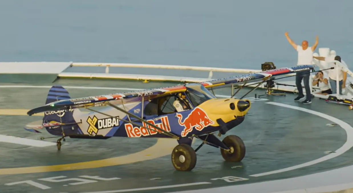 Red Bull Plane Lands On Burj Al Arab