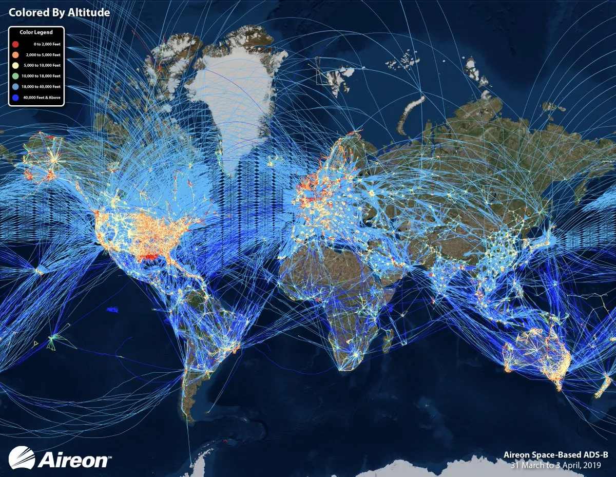 Space-based tracking shows how aviation connects the world