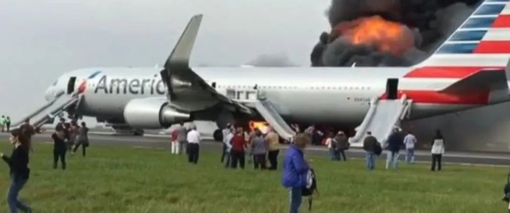 American Airlines flight bursts into flames